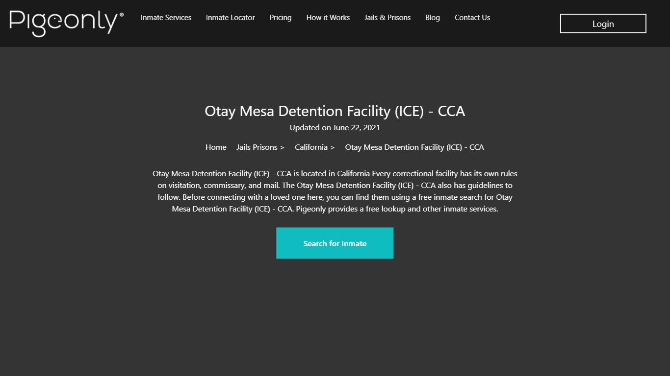 Otay Mesa Detention Facility (ICE) - CCA Inmate Search ...