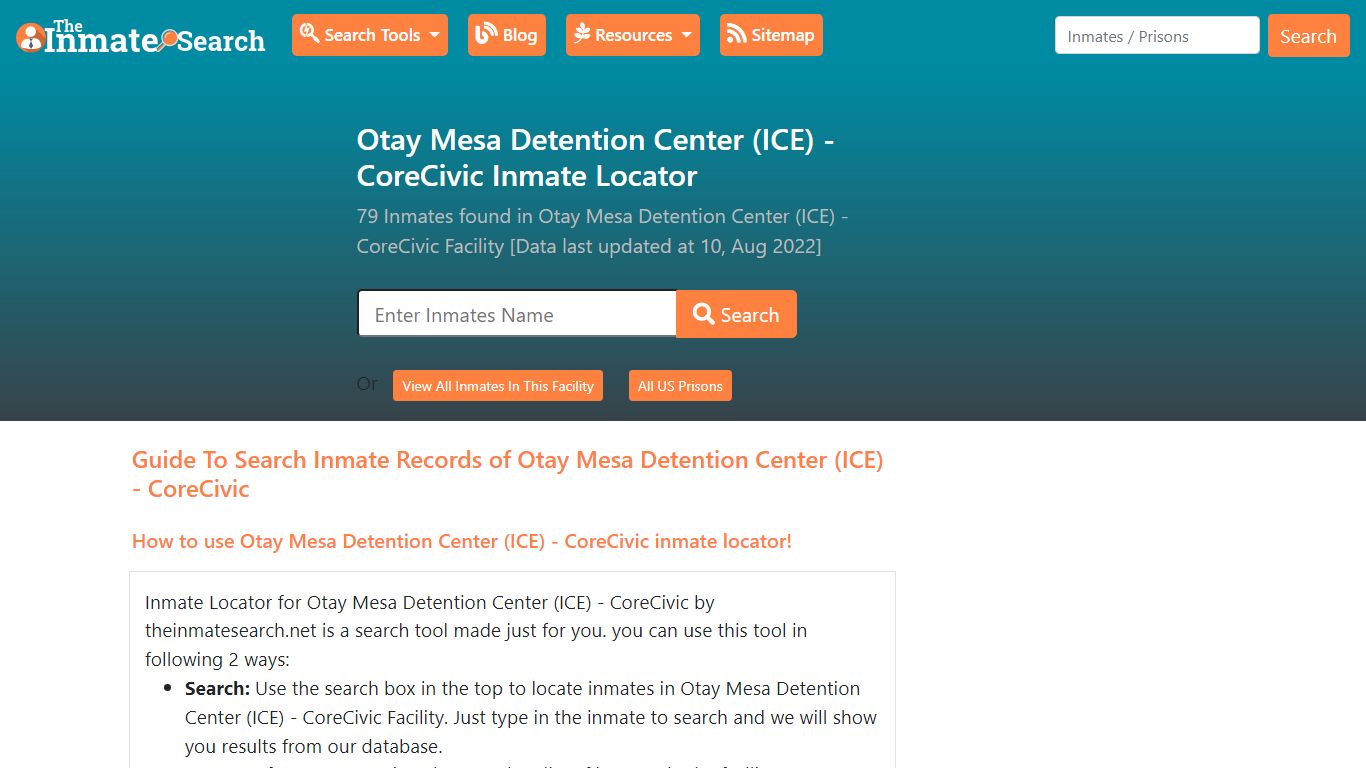 Otay Mesa Detention Center (ICE) - CoreCivic Inmate Locator