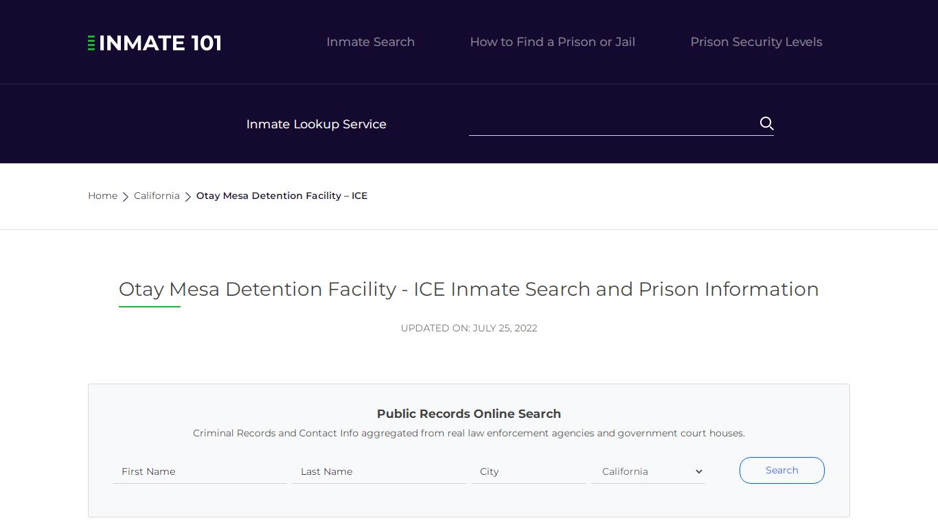 Otay Mesa Detention Facility - ICE Inmate Search ...