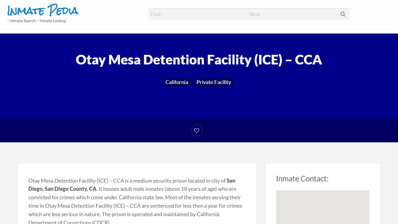 Otay Mesa Detention Facility (ICE) – CCA - Inmate Search
